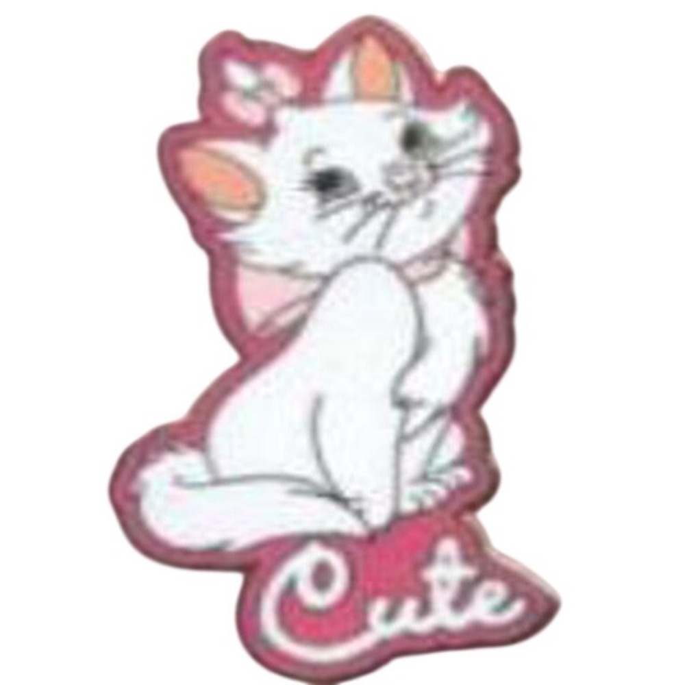 Vintage Disney Aristocats Marie Cute White Kitten Pink Bow Enamel Lapel Pin